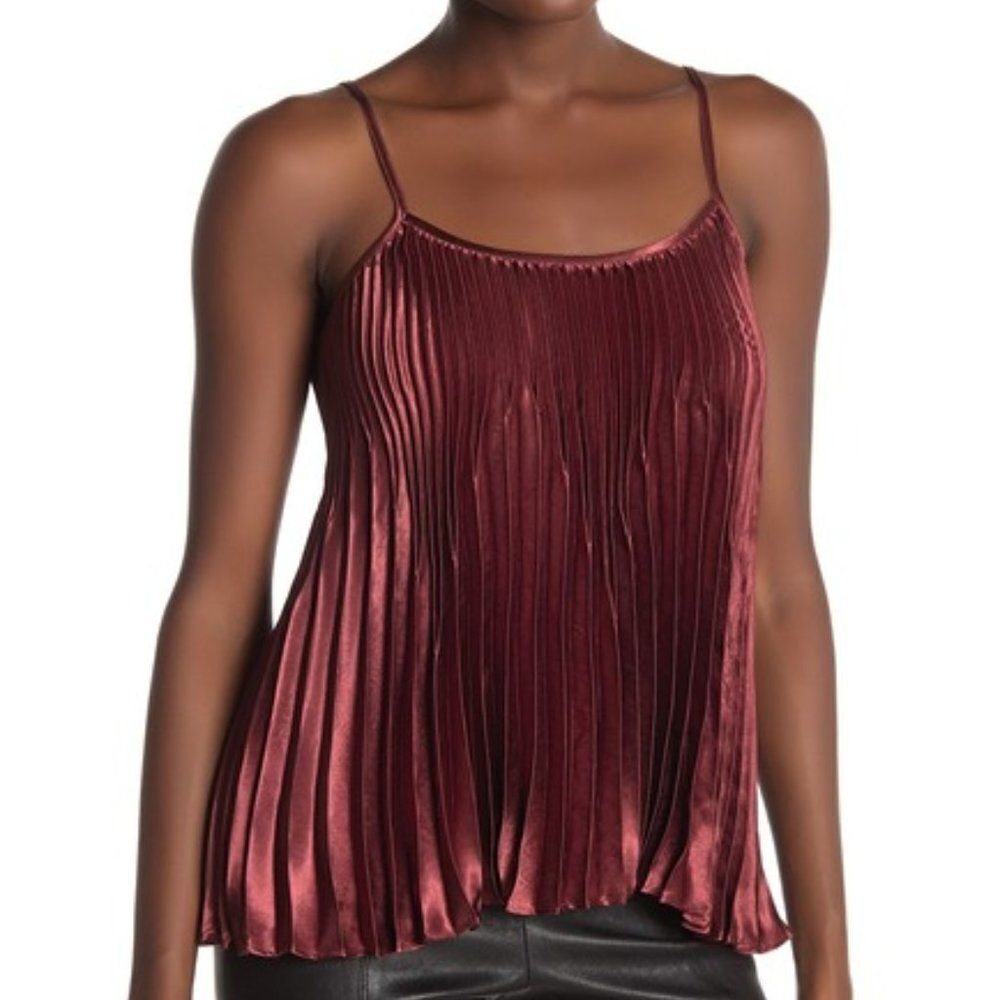 VINCE Chevron Pleated Satin Tank Top M NWT $265 Retail Sleeveless Luxury Blouse